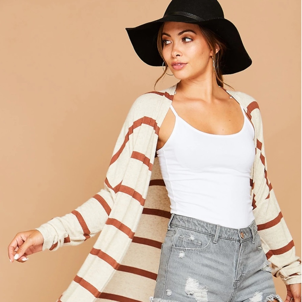 Peach Love Striped Cardigan